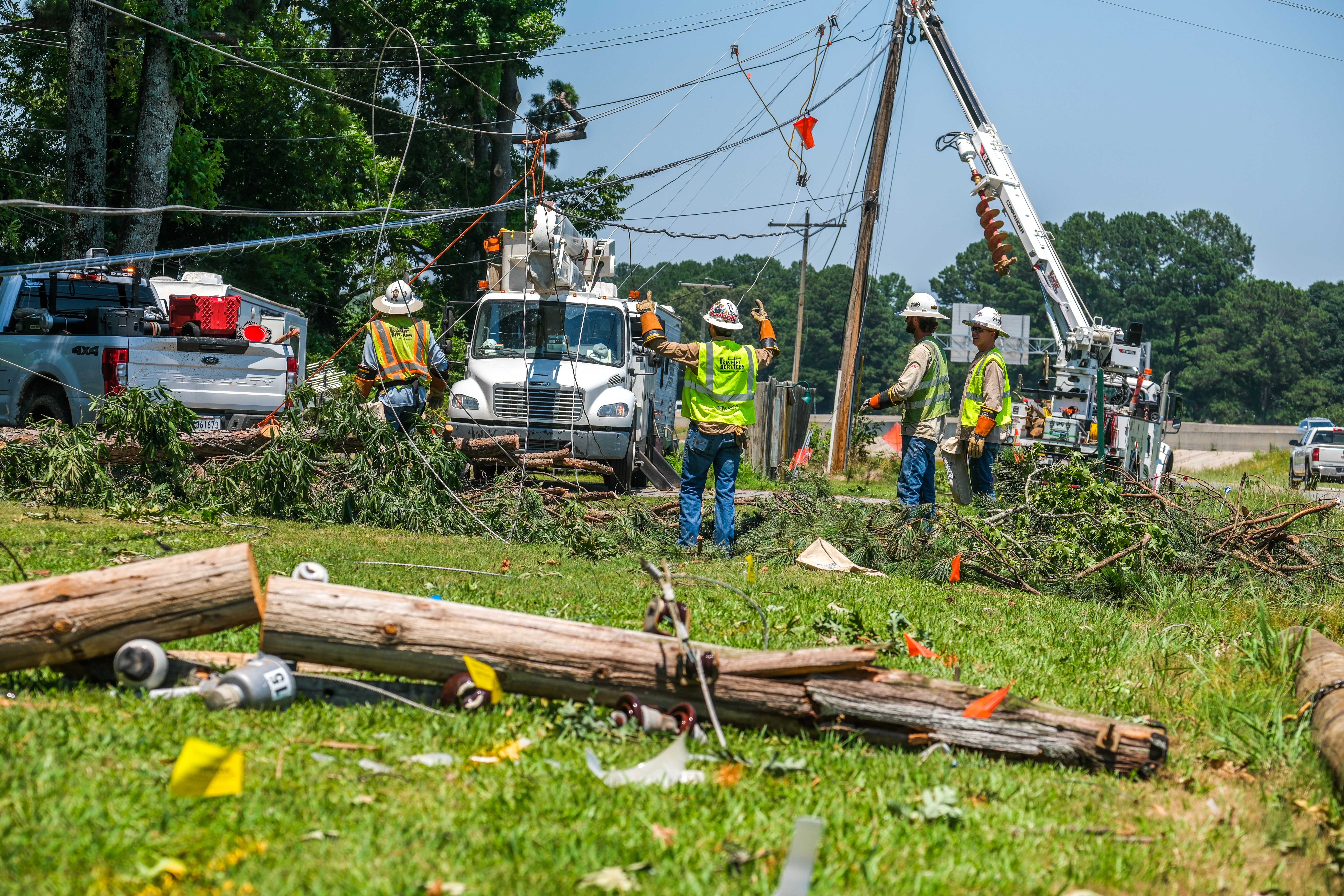 Crews restore damages in Jacksonville. 